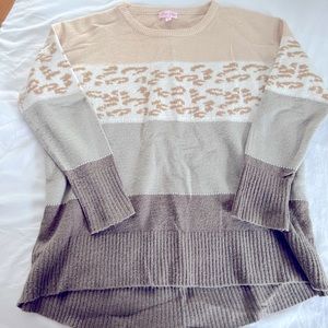 PINK LILY | Leopard Print Colorblock Sweater